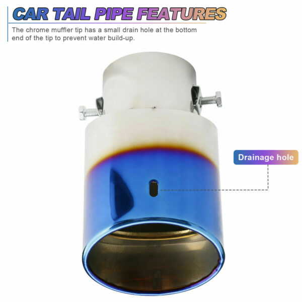 Car Exhaust Pipe Tip Rear Tail Throat Muffler Stainless Steel Round Accessories - Image 6