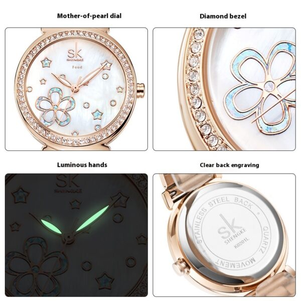 New Women's Steel Belt Diamond Quartz Watch - Image 5
