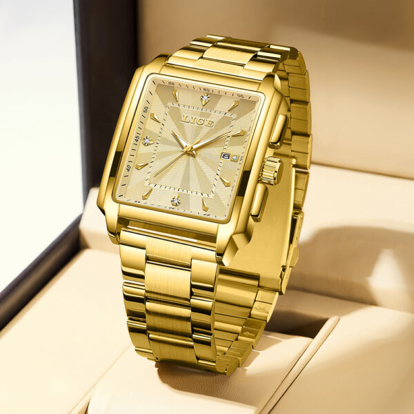 Men's Square Large Dial Steel Belt Simple Watch - Image 4