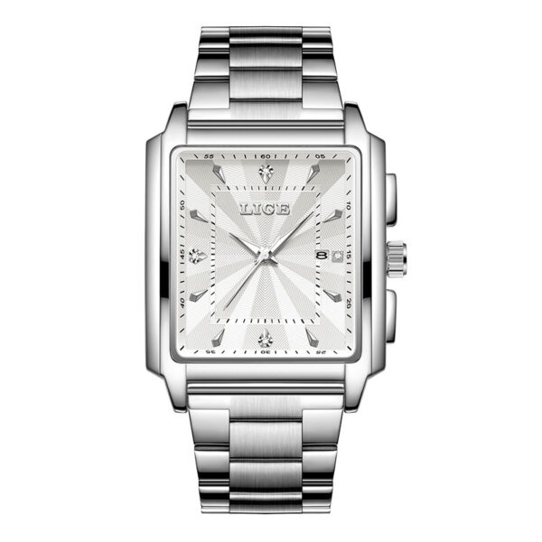 Men's Square Large Dial Steel Belt Simple Watch - Image 5
