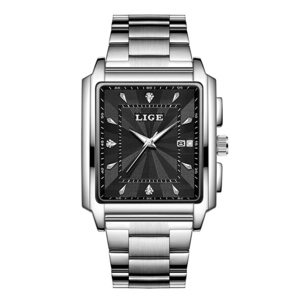 Men's Square Large Dial Steel Belt Simple Watch - Image 3