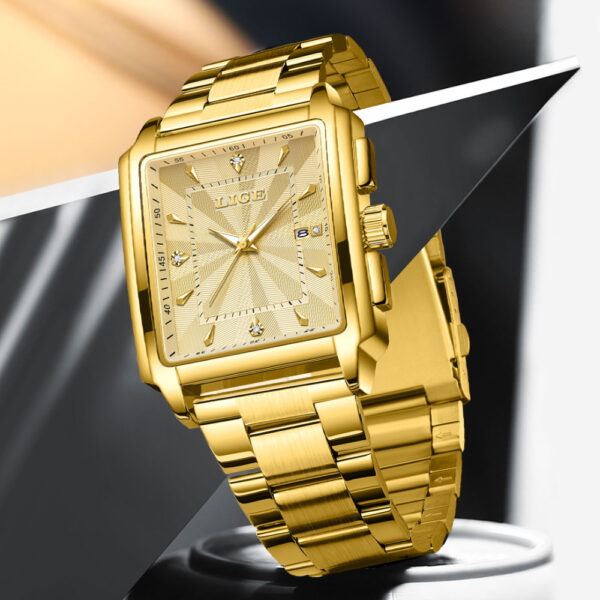 Men's Square Large Dial Steel Belt Simple Watch - Image 2