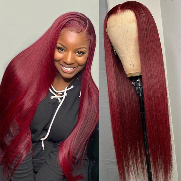 Full Headgear Long Straight Front Lace Wig Smooth Hair - Image 3