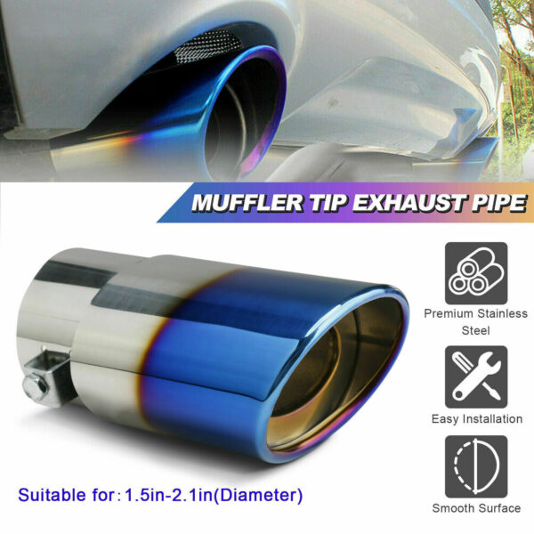 Car Exhaust Pipe Tip Rear Tail Throat Muffler Stainless Steel Round Accessories - Image 3
