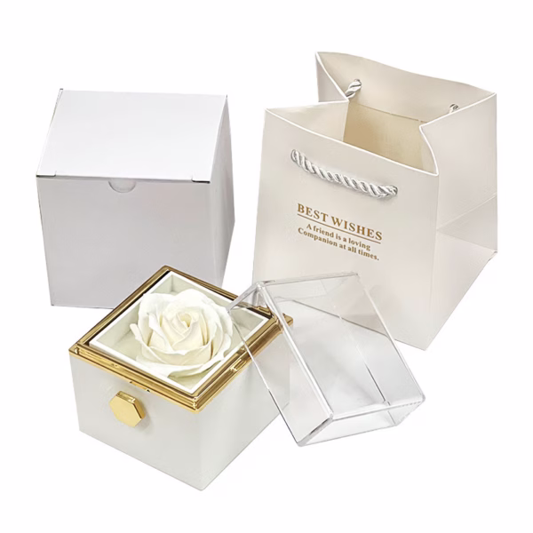 Rotating Soap Flower Rose Gift Box Creative Rotating Rose Jewelry Packaging Box Valentine's Day Gift For Women - Image 9